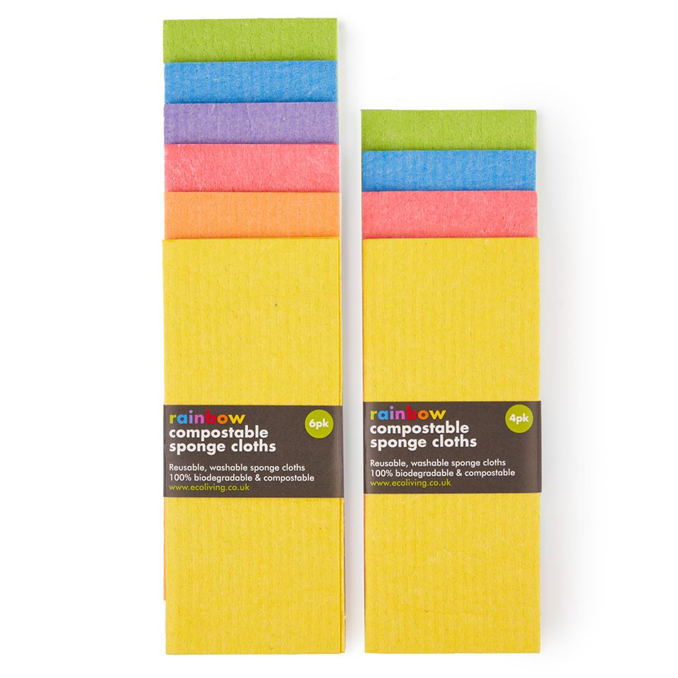 ecoLiving Compostable Sponge Cleaning Cloths - Rainbow